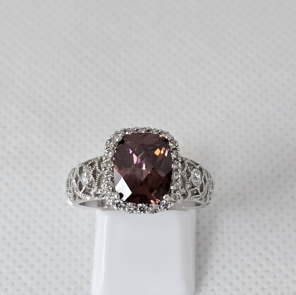 Authentic Tacori IV Blush Tourmaline & Diamond Simulants Sterling Silver Sz 7.5 - Picture 14 of 14